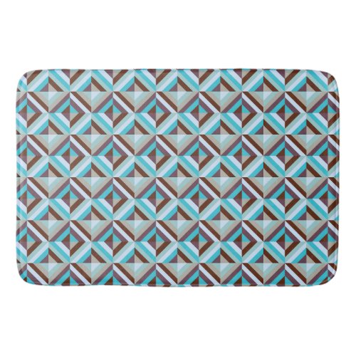 Blue and Brown Patchwork Quilt Pattern Bath Mat