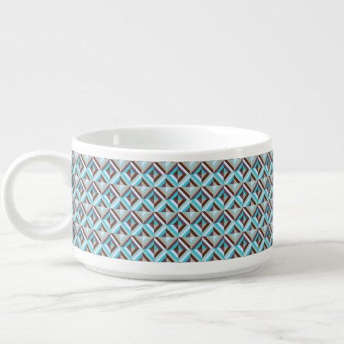 Blue and Brown Patchwork Quilt Pattern Bowl