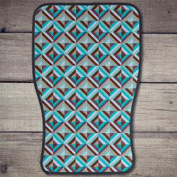 Blue and Brown Patchwork Quilt Pattern Car Floor Mat