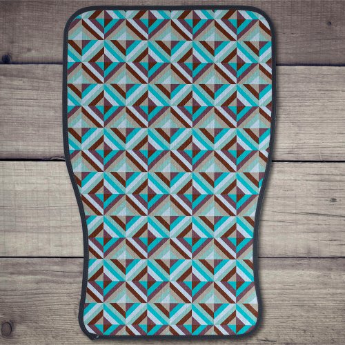 Blue and Brown Patchwork Quilt Pattern Car Floor Mat