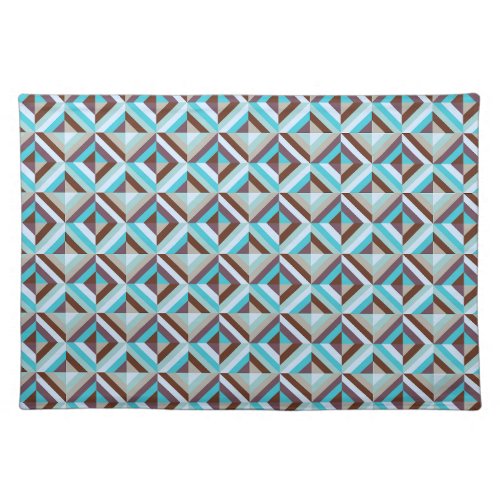 Blue and Brown Patchwork Quilt Pattern Cloth Placemat