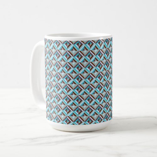 Blue and Brown Patchwork Quilt Pattern Coffee Mug