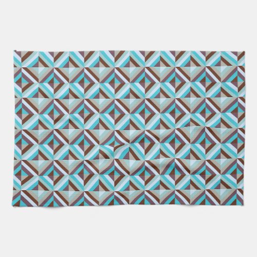Blue and Brown Patchwork Quilt Pattern Kitchen Towel