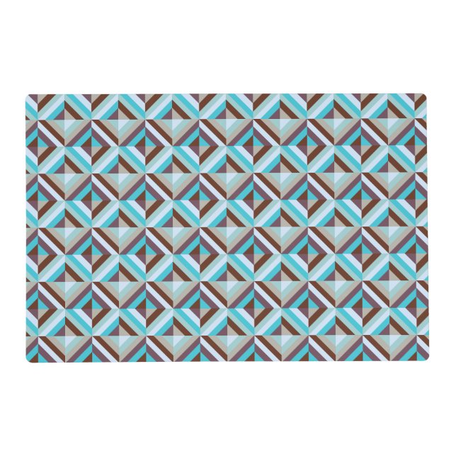 Blue and Brown Patchwork Quilt Pattern Placemat (Front)