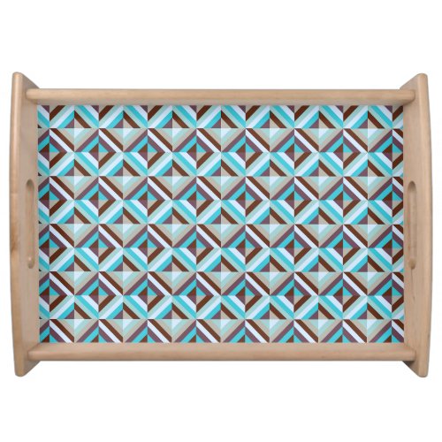 Blue and Brown Patchwork Quilt Pattern Serving Tray