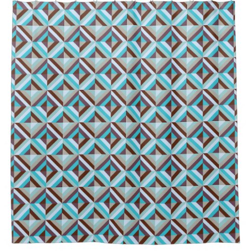Blue and Brown Patchwork Quilt Pattern Shower Curtain