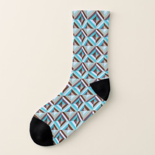 Blue and Brown Patchwork Quilt Pattern Socks