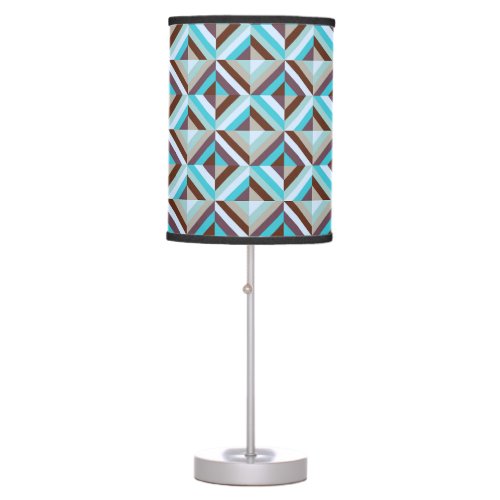 Blue and Brown Patchwork Quilt Pattern Table Lamp
