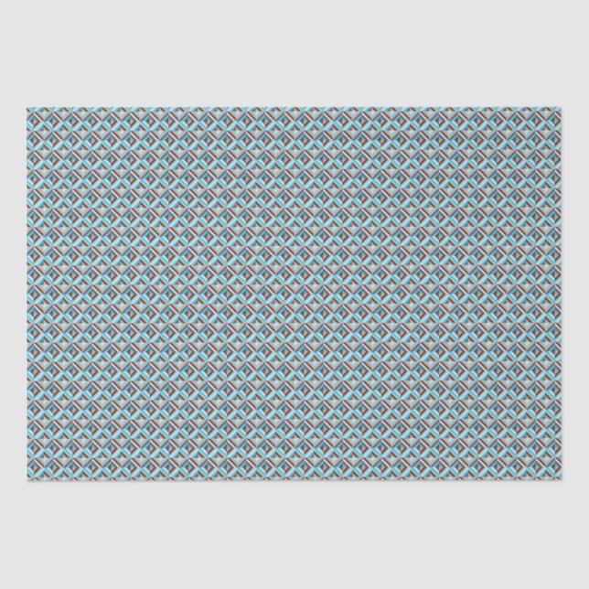 Blue and Brown Patchwork Quilt Pattern Tissue Paper (Front)