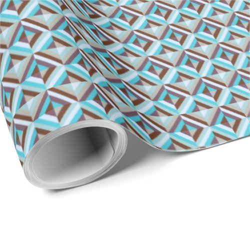 Blue and Brown Patchwork Quilt Pattern Wrapping Paper