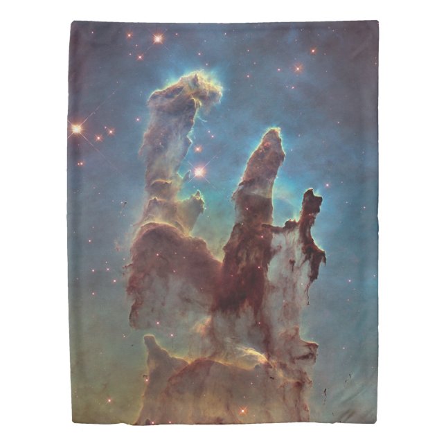 Blue and Brown Pillars of Creation Celestial Photo Duvet Cover (Front)