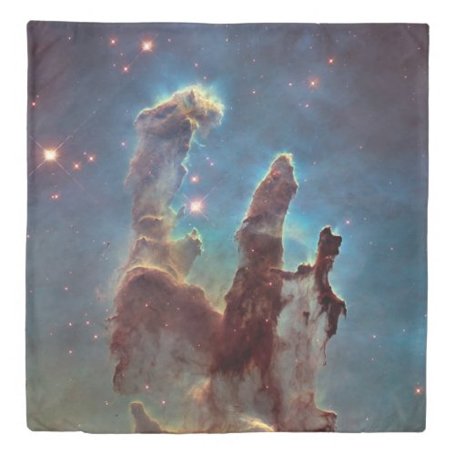 Blue and Brown Pillars of Creation Space Photo Duvet Cover