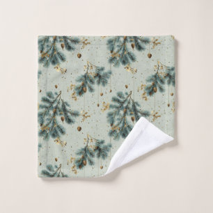 Blue and Brown Pinecone Winter Pattern Bath Towel Set