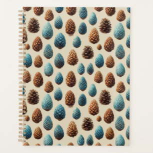 Blue and Brown Pinecone Winter Pattern Planner