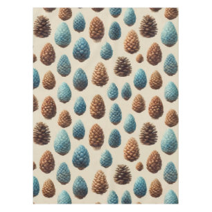 Blue and Brown Pinecone Winter Pattern Tablecloth