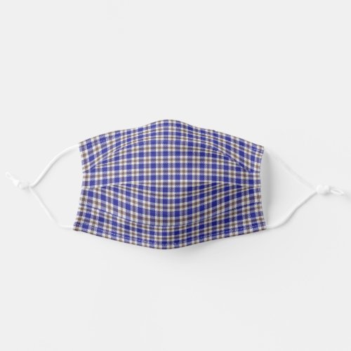 Blue and Brown Plaid Pattern Adult Cloth Face Mask
