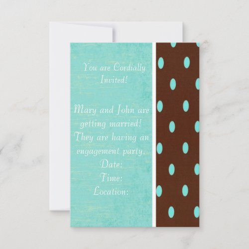 Blue and Brown Polka Dot 5x4 Invitation