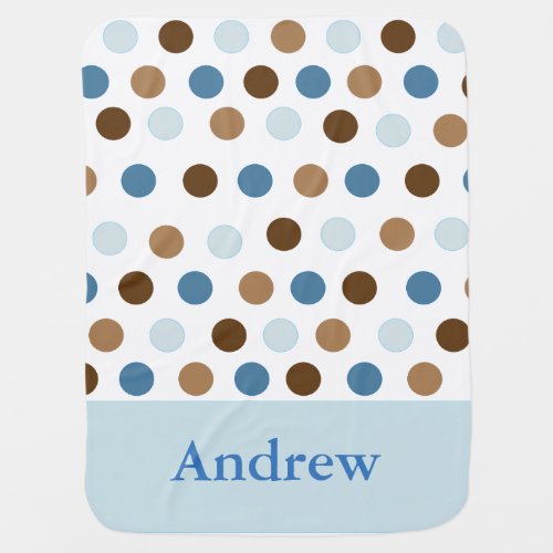 Blue and Brown Polka Dot Baby Blanket