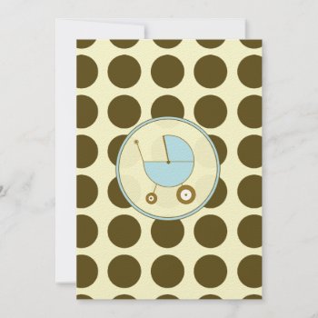 Blue And Brown Polka Dot Baby Shower Invitation by thepinkschoolhouse at Zazzle