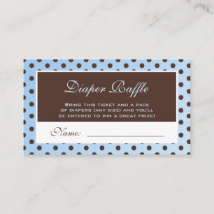 Blue and Brown Polka Dot Diaper Raffle Ticket Enclosure Card