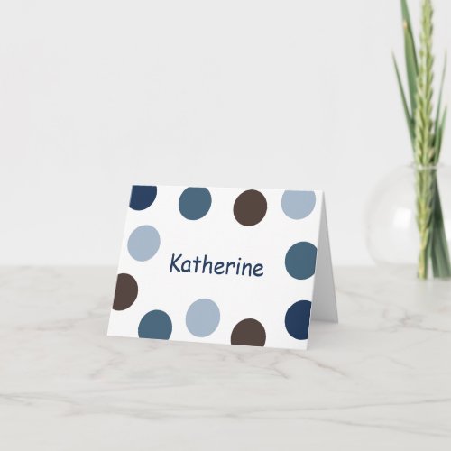 Blue and Brown Polka Dot Note Card FOLD005