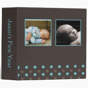 Blue and Brown Polka Dots (2) 3 Ring Binder