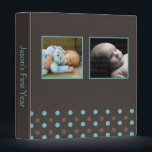 Blue and Brown Polka Dots Photo Baby Binder<br><div class="desc">Custom binder features a beautiful brown and aqua polka dot pattern background and can be personalized with your photos and text of your choice.</div>