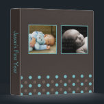 Blue and Brown Polka Dots Photo Baby Binder<br><div class="desc">Custom binder features a beautiful brown and aqua polka dot pattern background and can be personalized with your photos and text of your choice.</div>