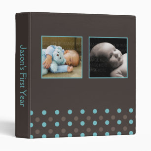 Blue and Brown Polka Dots Photo Baby Binder