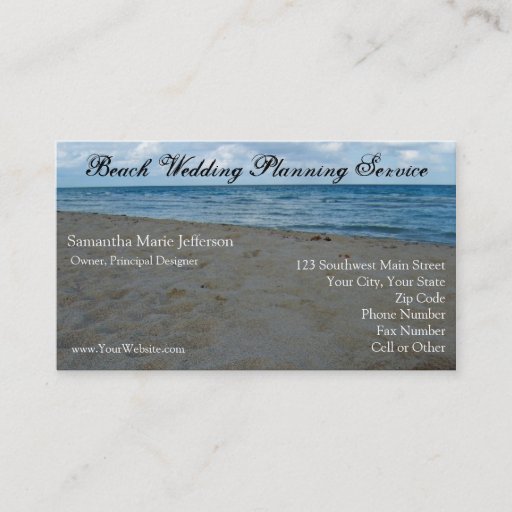 Customizable Blue and Brown Sand Beach Business Card