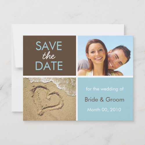 Blue and Brown Save the Date Photo Cards