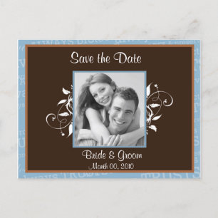 Blue and Brown Save the Date Photo Postcards