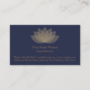 Blue and Brown Simple Lotus Flower Business Cards