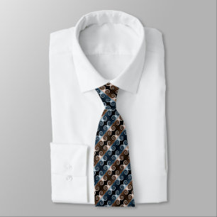 Blue and Brown Spiral Abstract Pattern Neck Tie