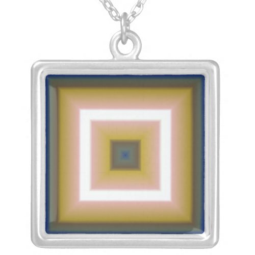 Blue and Brown Square Necklace