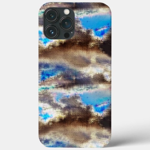 Blue and brown stained texture in a rough woody    iPhone 13 pro max case