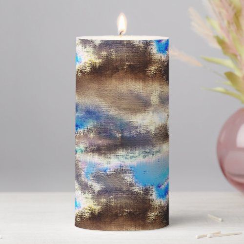 Blue and brown stained texture in a rough woody    pillar candle