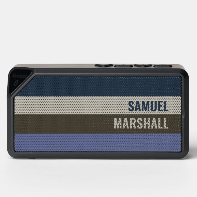 Blue and Brown  Stripes Pattern  Bluetooth Speaker (Front)