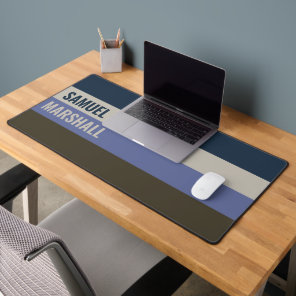 Blue and Brown  Stripes Pattern  Desk Mat