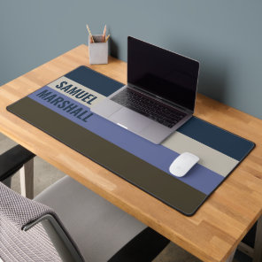 Blue and Brown  Stripes Pattern  Desk Mat