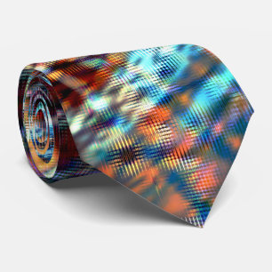 Blue and brown strokes rustically crossed in silky neck tie