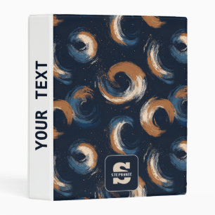 Blue and Brown Swirl Circle on Dark Background Mini Binder