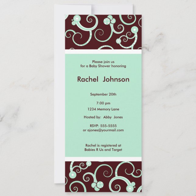 Blue And Brown Swirl Invitation (Front)