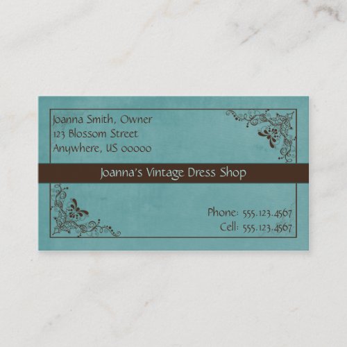Blue and Brown Swirl Vintage Business Card