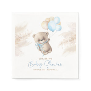 Blue and Brown Teddy Bear Baby Shower Napkins