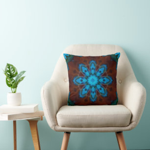 Blue and Brown Throw Pillow