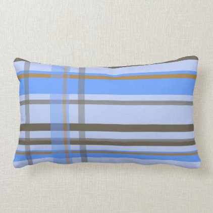 Blue and brown touched lumbar pillow