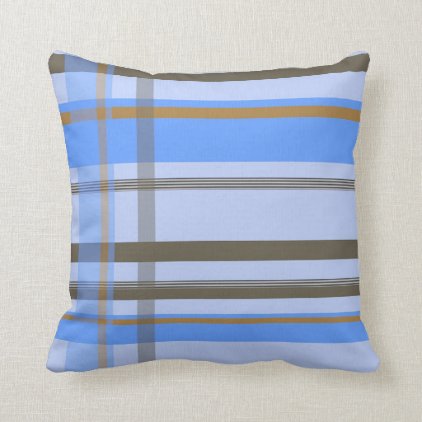 Blue and brown touched throw pillow