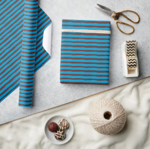 Blue and brown wave style stripes denser wrapping paper