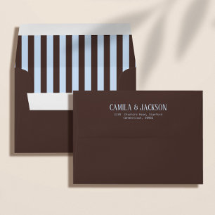 Blue and Brown Wedding Envelope